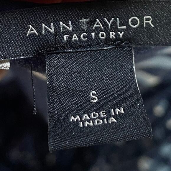 Ann Taylor Midi Dress Fit & Flare Blue Polka Dot Print Empire Waist Navy Blue S - Picture 7 of 9